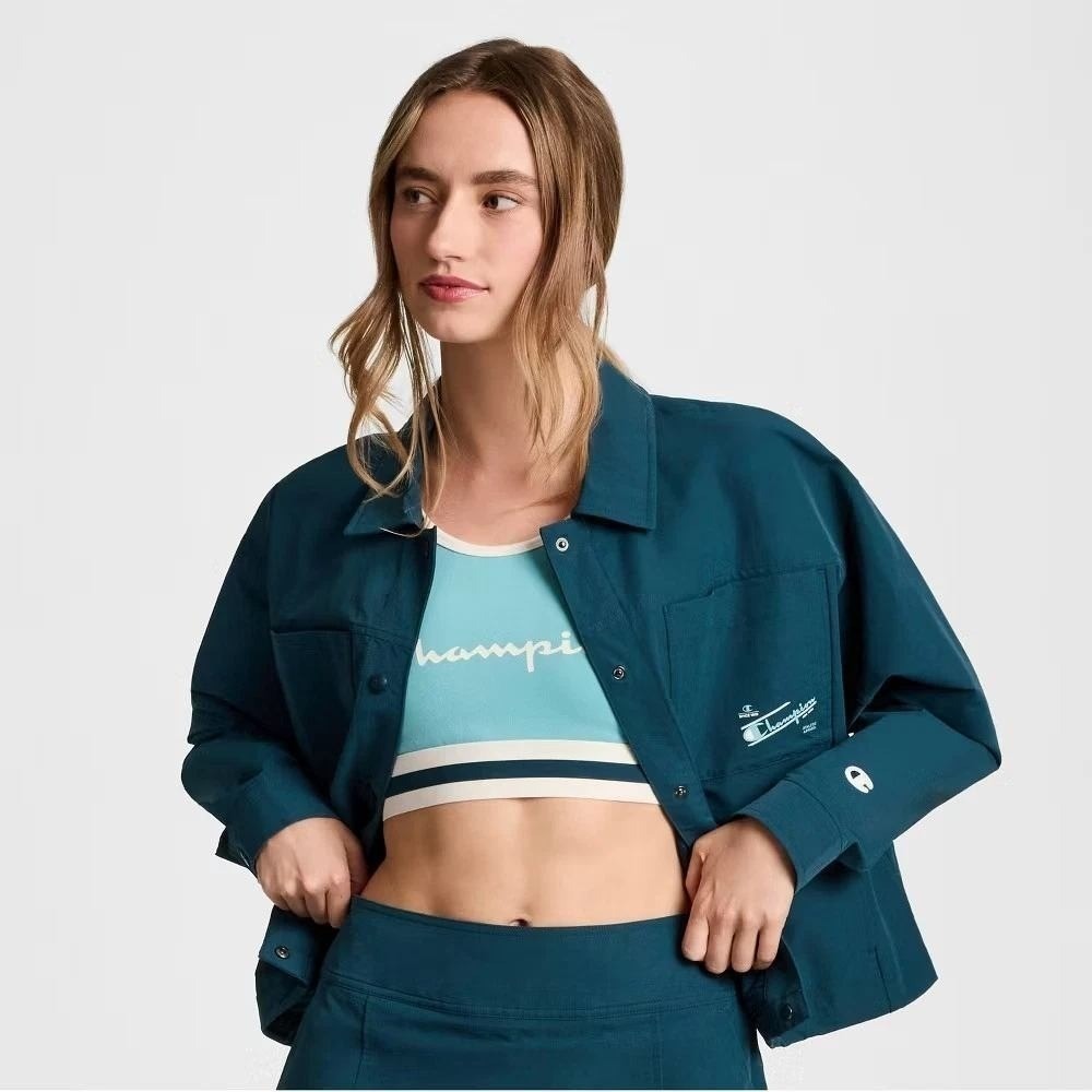 Women's Champion Snap Front Top‎ Teal Blue M New With Tags